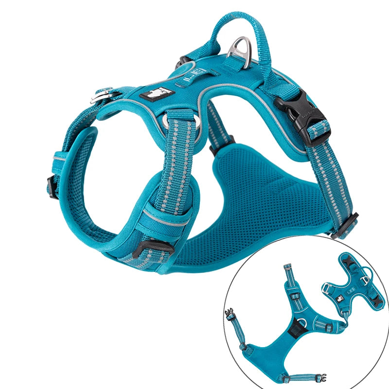 Dog Harness Nylon Webbing, 3M Reflection Adjustable Aluminum Alloy for Big Medium Small Dog