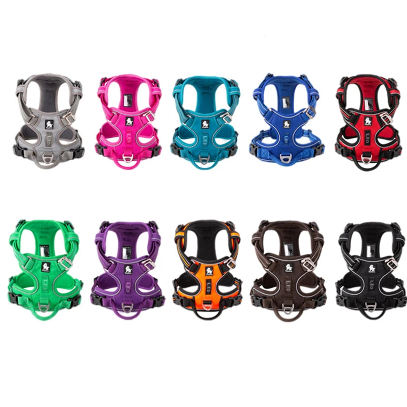 Dog Harness Nylon Webbing, 3M Reflection Adjustable Aluminum Alloy for Big Medium Small Dog