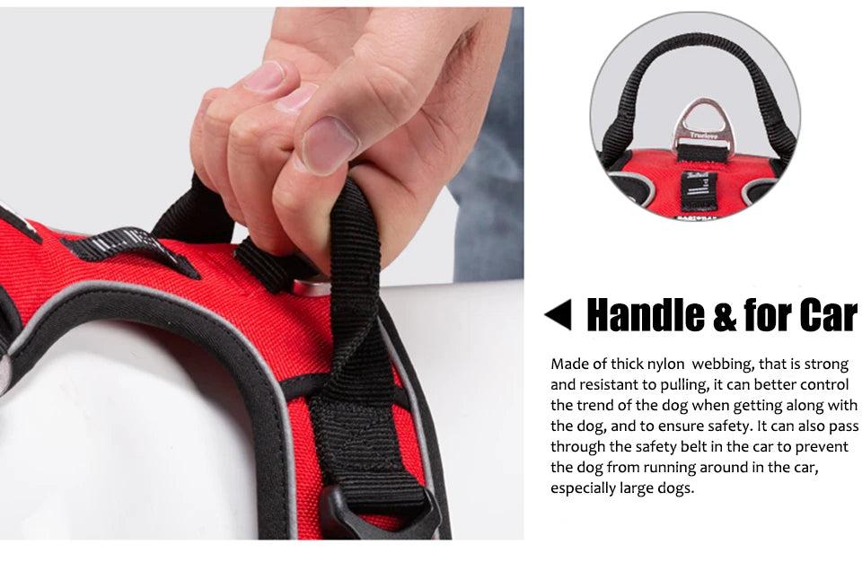 Dog Harness Nylon Webbing, 3M Reflection Adjustable Aluminum Alloy for Big Medium Small Dog
