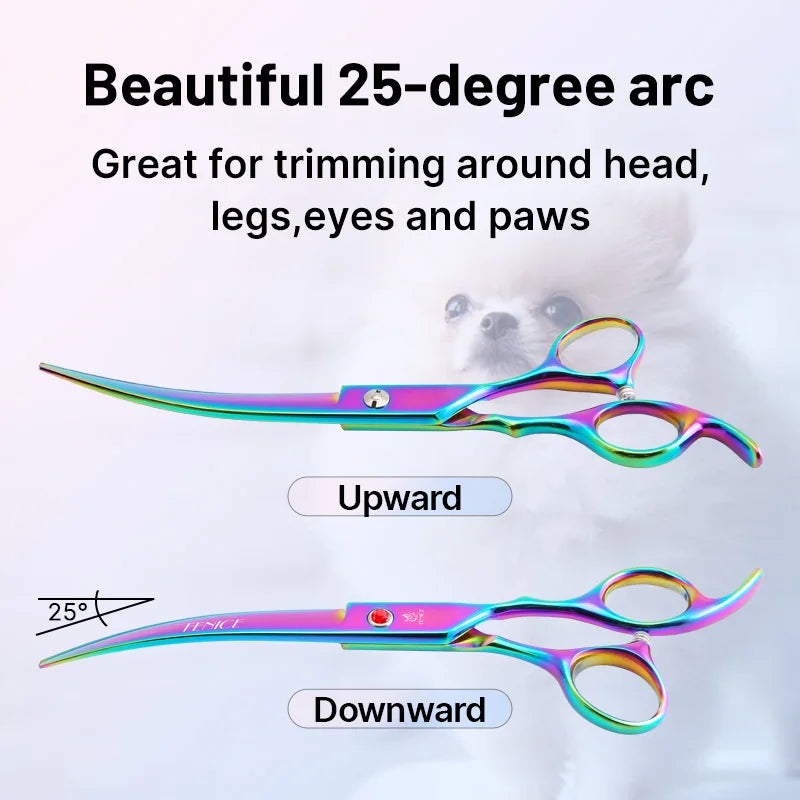Dog grooming Scissors Shears /Home use, steel rainbow/black set