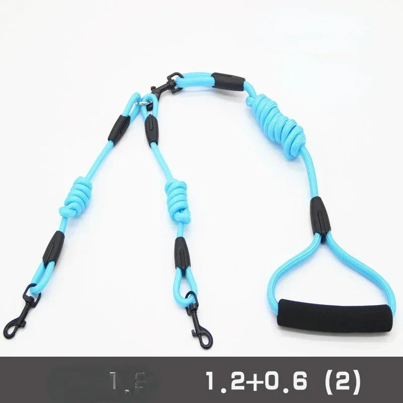 Double Leash, Small Dogs for Leash, 2 Ways Pet Nylon Dogs Lead Double Twin Coupler Stuff Black