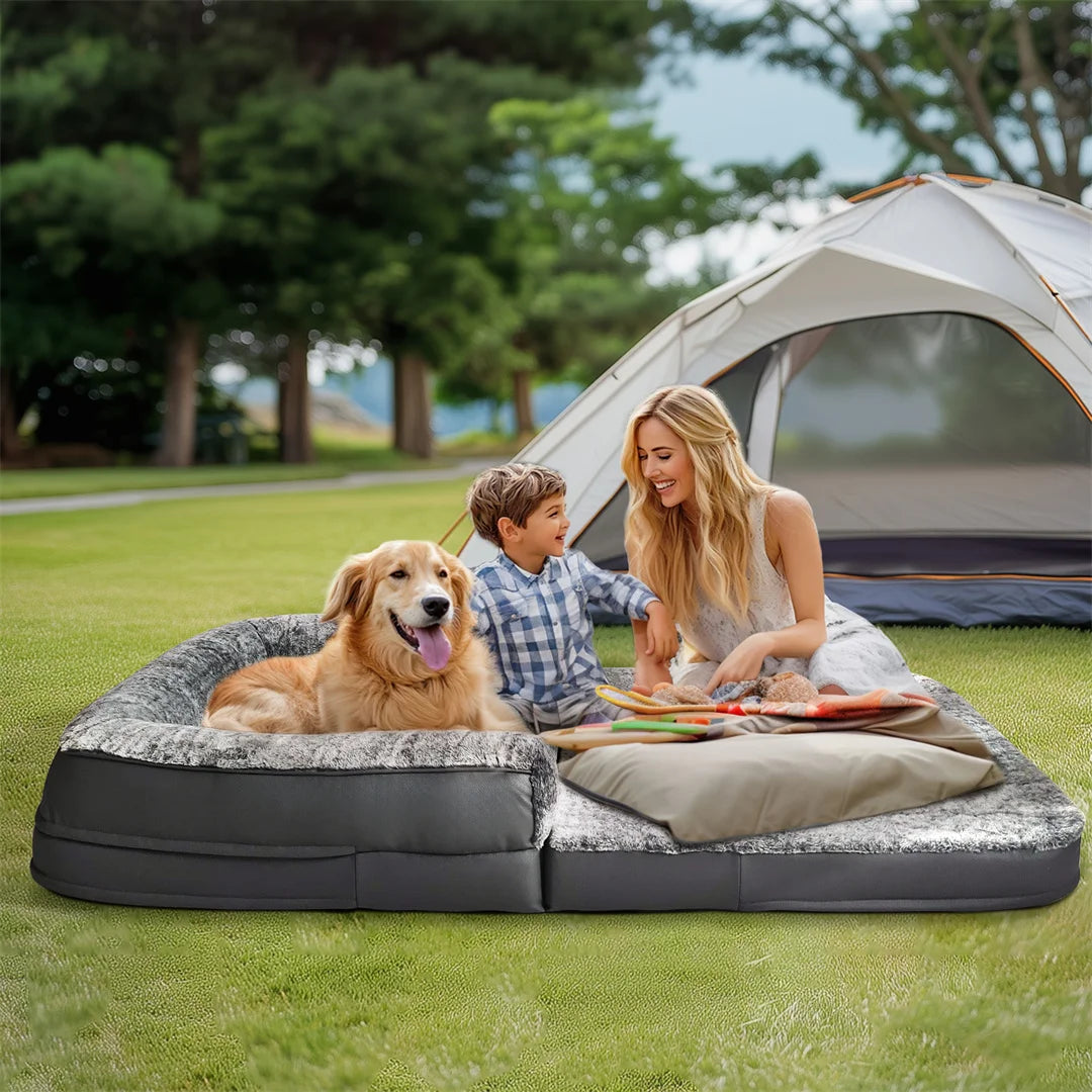180cm Long Human-Size Calming Giant Dog Bed Foldable,Plush, Orthopedic