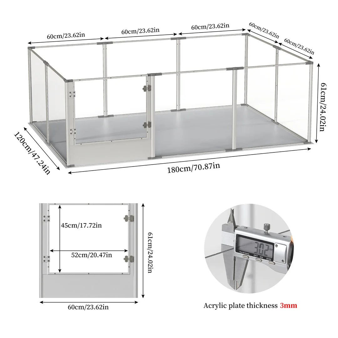 180cm Clear Acrylic Dog Playpen, Exercise Fence