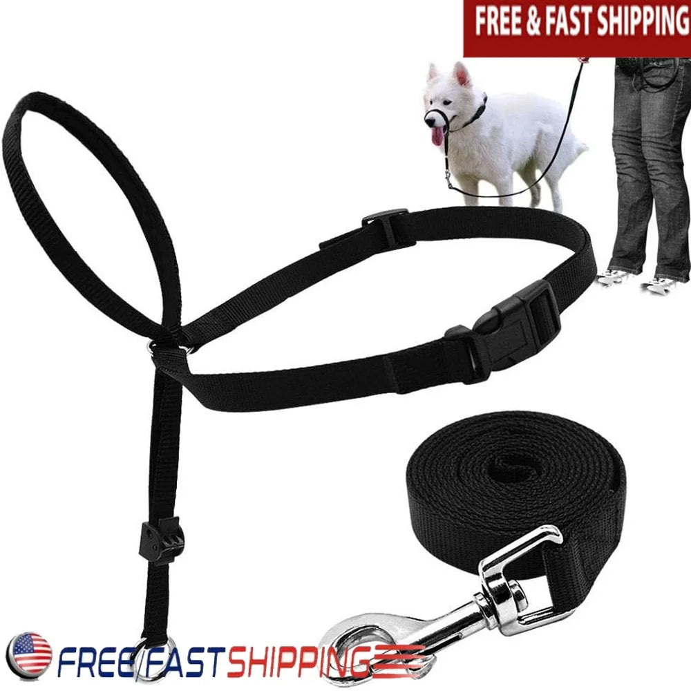 Adjustable Head Collar, Halter, Pulling Gentle Control Leash for Training Dogs