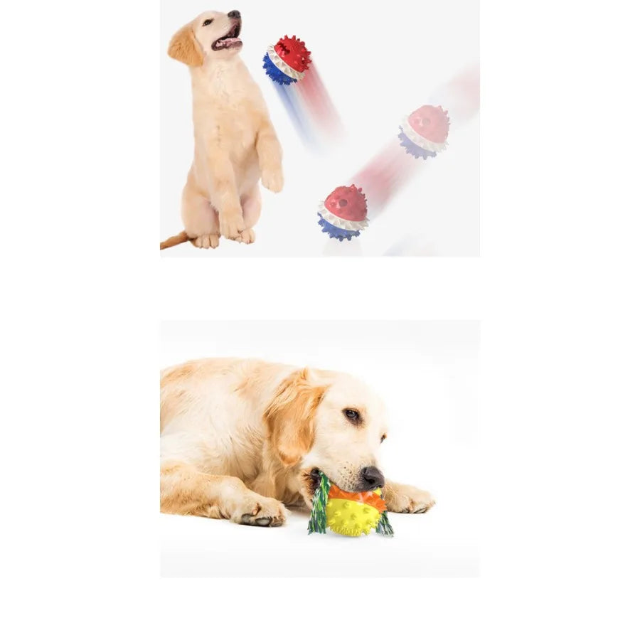 Interactive Squeaky, Bounce, Treat Chew with Rope for Aggressive Dog Chewers