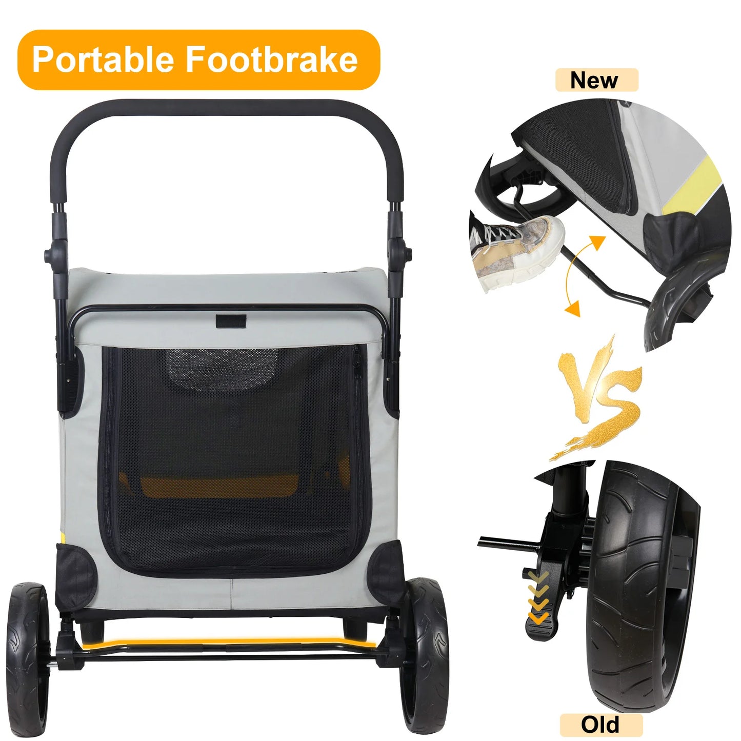 Dog Stroller 4 Wheel Foldable Cart Jogger Wagon
