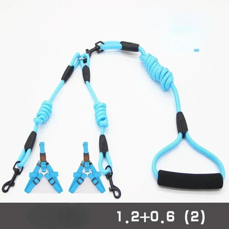 Double Leash, Small Dogs for Leash, 2 Ways Pet Nylon Dogs Lead Double Twin Coupler Stuff Black