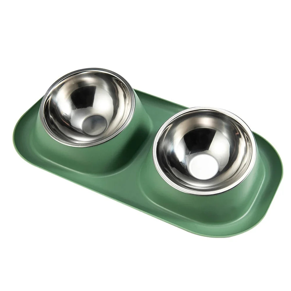 Non-slip Base Pet Water Feeder, Tilt Stainless Steel Dog Bowl