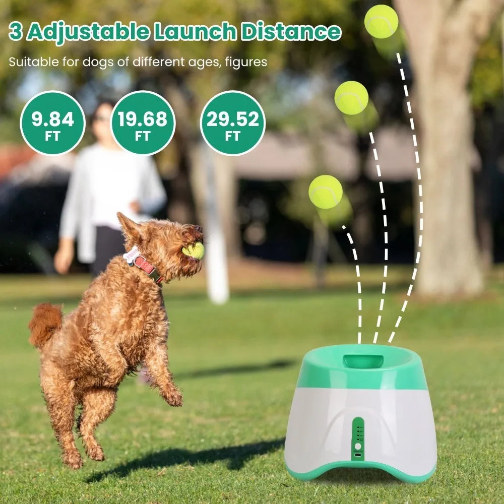 Dog Fetch Machine, Interactive, Automatic Ball Launcher, Adjustable Distance, 6 Tennis Balls