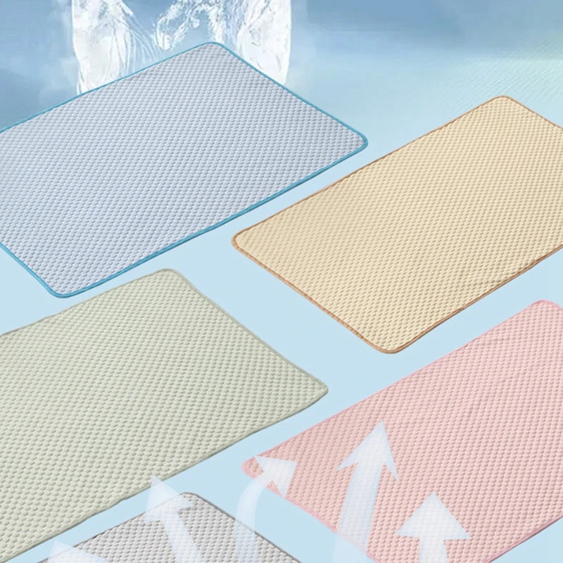 Summer Dog Cooling Mat, Cold Bed with Cool Ice Silk Moisture-proof Mattress