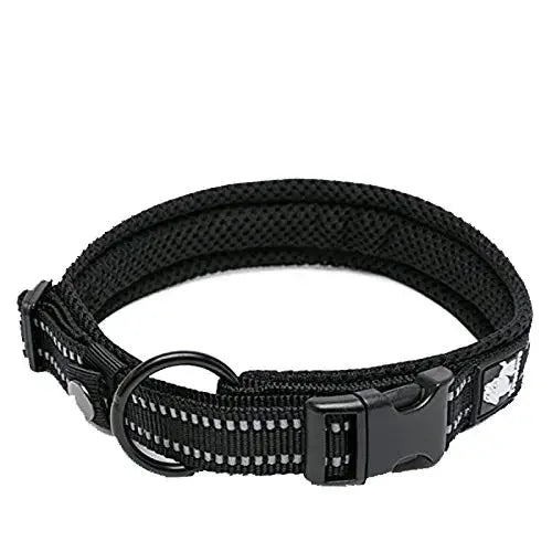 Pet Dog Collar Nylon Adjustable, Padded Soft Reflective Durable Heavy Duty Training