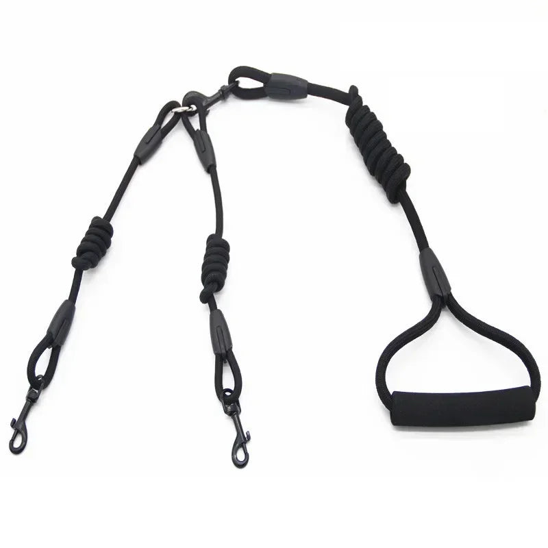 Double Leash, Small Dogs for Leash, 2 Ways Pet Nylon Dogs Lead Double Twin Coupler Stuff Black