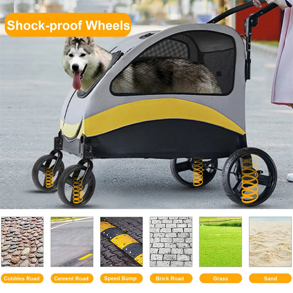 Dog Stroller 4 Wheel Foldable Cart Jogger Wagon
