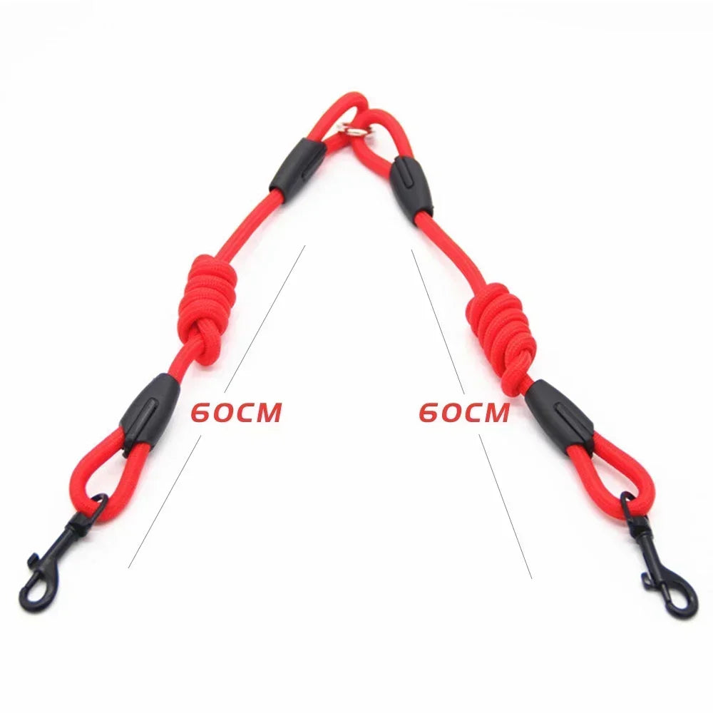 Double Leash, Small Dogs for Leash, 2 Ways Pet Nylon Dogs Lead Double Twin Coupler Stuff Black