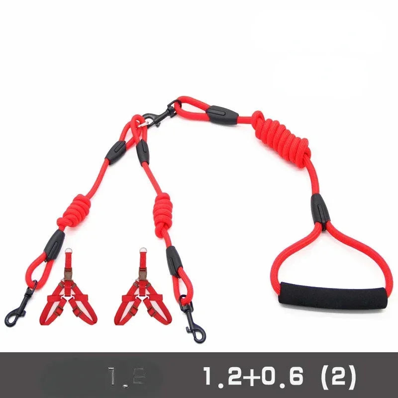 Double Leash, Small Dogs for Leash, 2 Ways Pet Nylon Dogs Lead Double Twin Coupler Stuff Black