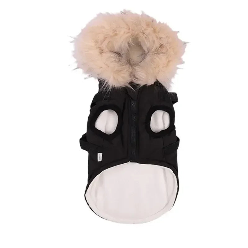 Waterproof, Hooded, Warm, Winter Dog Jacket With Harness