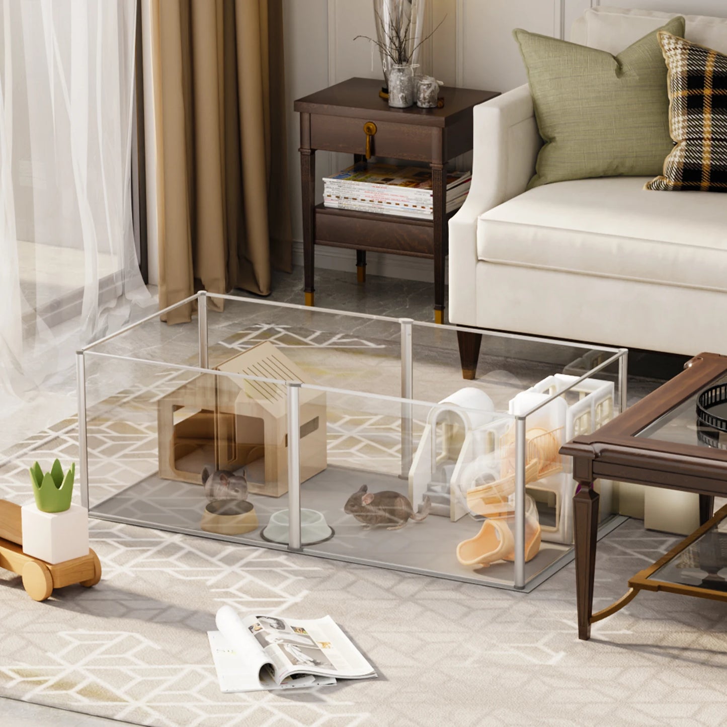 6 Panels Puppy Crate Kennel Fence Acrylic Indoor Playpen