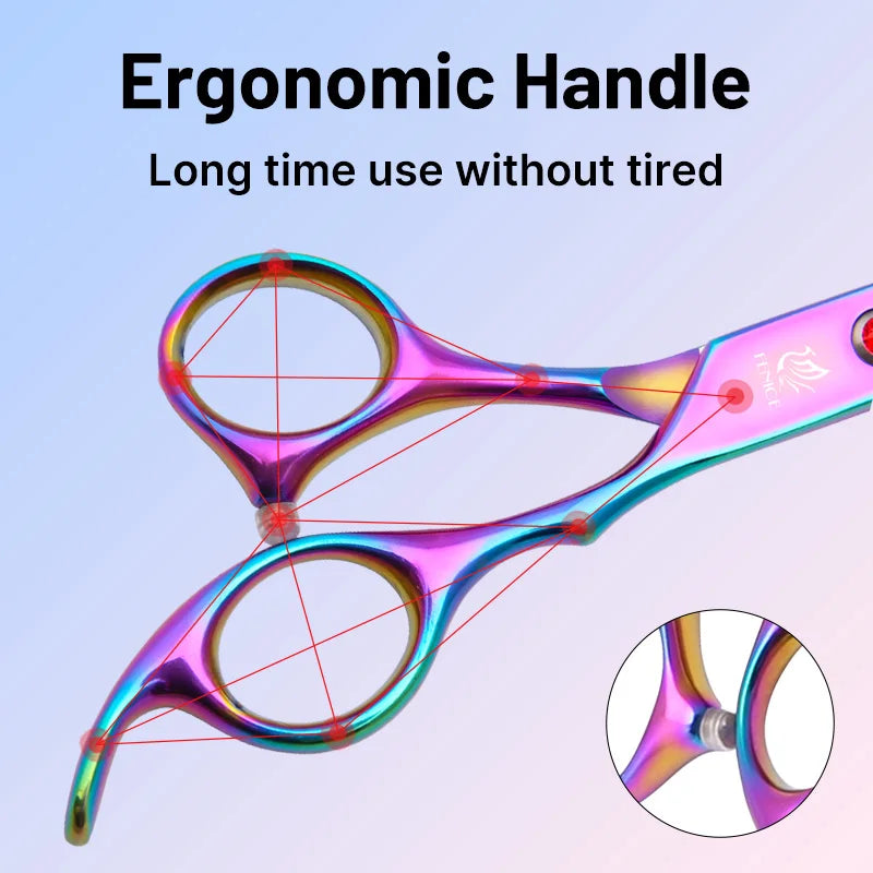 Dog grooming Scissors Shears /Home use, steel rainbow/black set