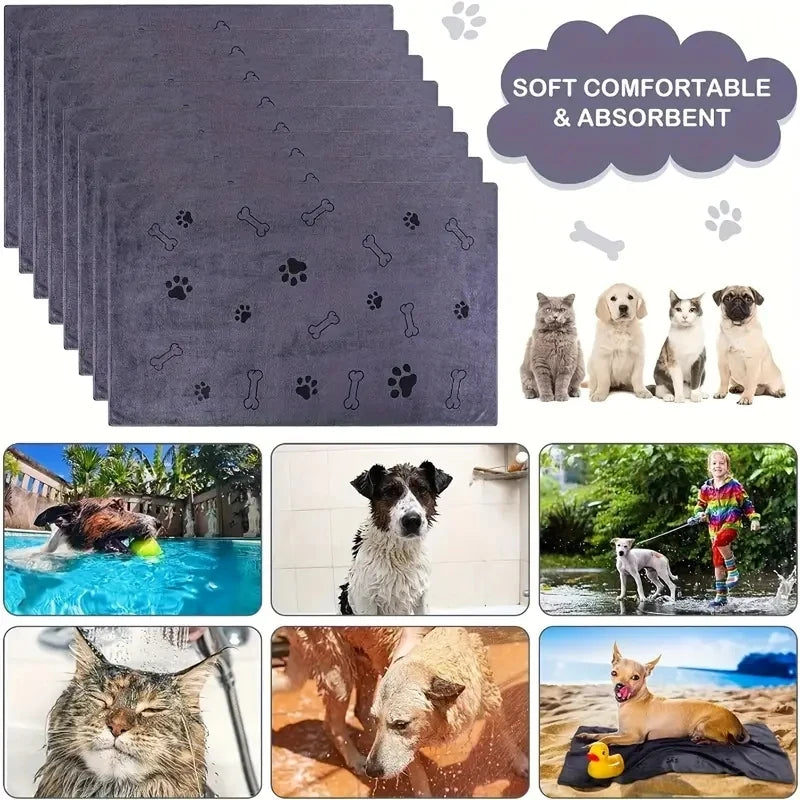 2pcs Soft Microfiber Dog Towels - Quick Dry, Absorbent, Bath & Grooming Towels