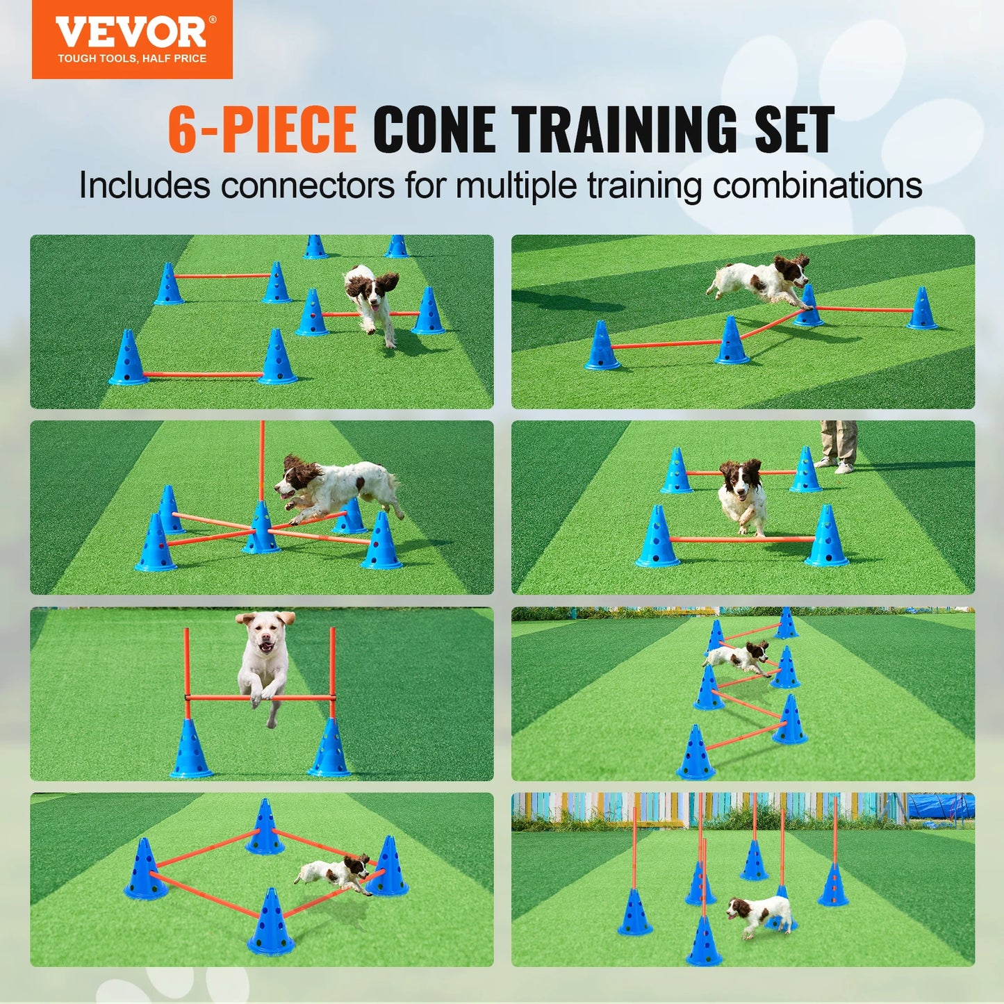 Dog Agility Training Hurdle Cone Set, Height Adjustable Crossbar Puppy Obstacle Course