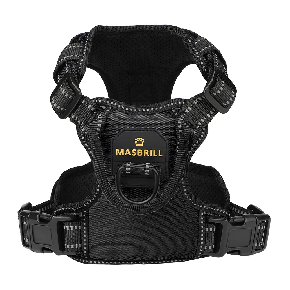Dog Nylon Adjustable Reflective Dog Vest, No Pull, 2 Metal Leash Hooks, Easy Control