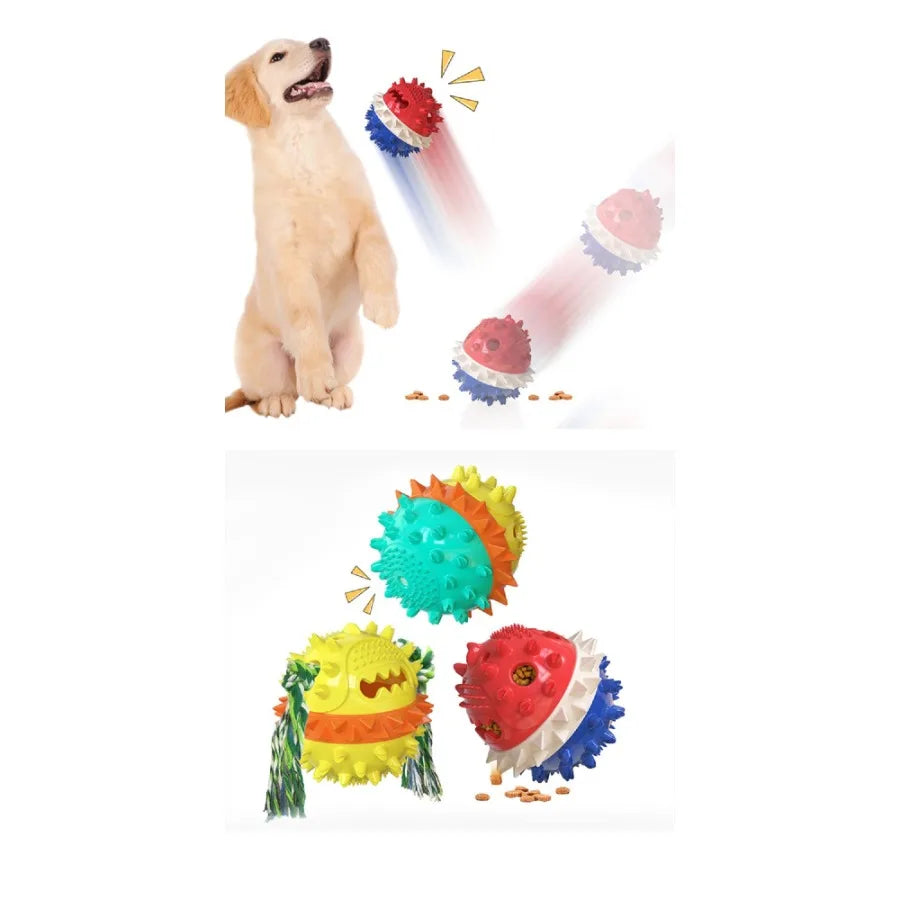 Interactive Squeaky, Bounce, Treat Chew with Rope for Aggressive Dog Chewers