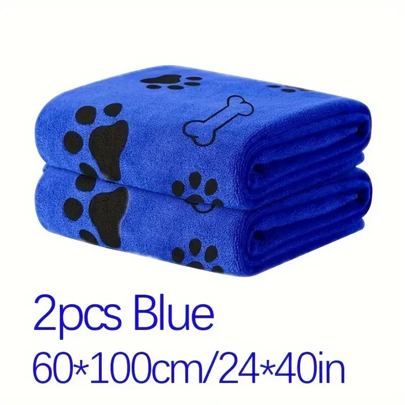 2pcs Soft Microfiber Dog Towels - Quick Dry, Absorbent, Bath & Grooming Towels