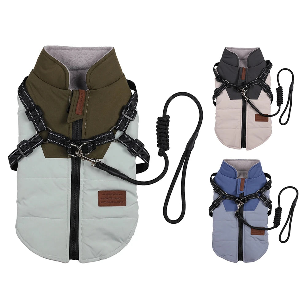 Winter Warm, Harness Dog Jacket/Vest and Leash Set