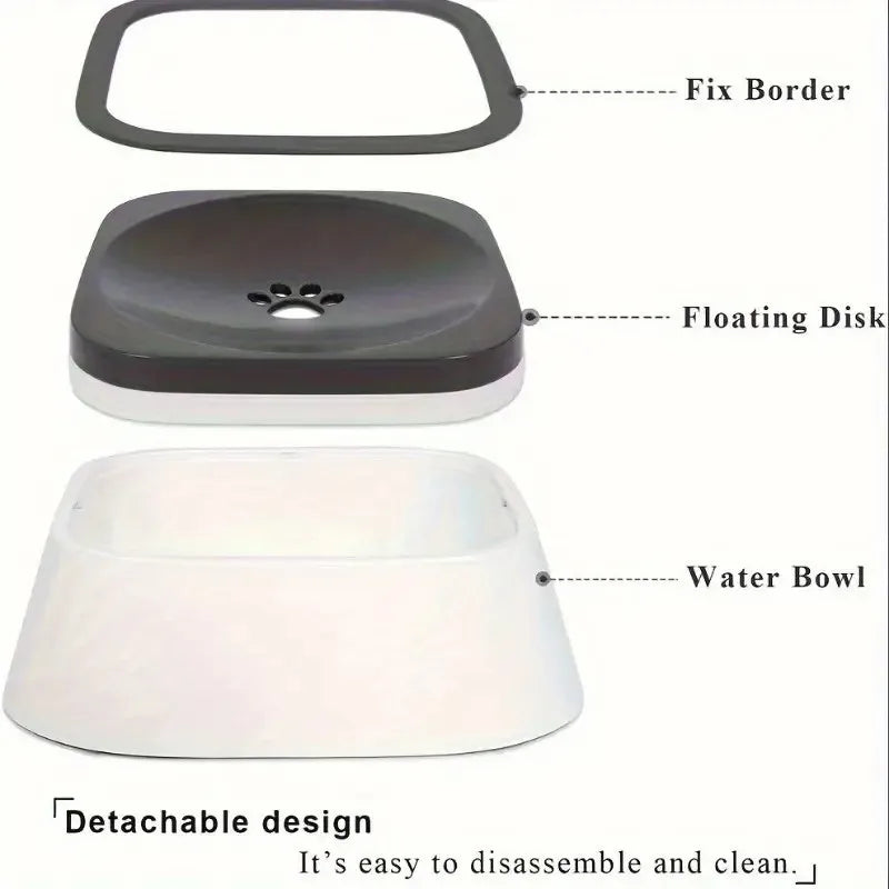 Travel, Non-Slip Base, Spill-Proof, Floating Filter, Clear Design, Dog Water Bowl