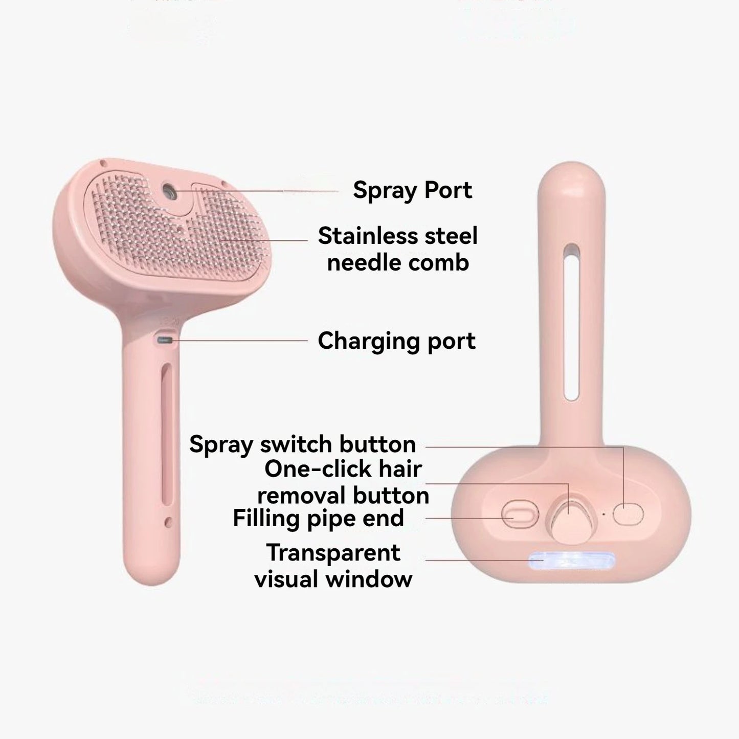 Dog Water Steam Brush, Spray, Hair Removal, Comb, Shedding, Grooming