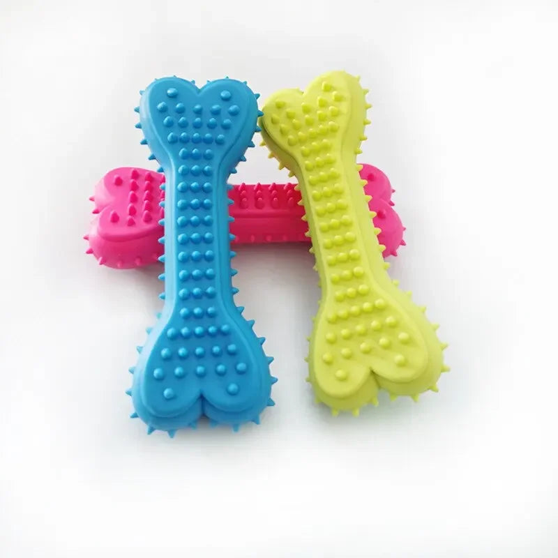 1PC Soft Rubber Bite-resistance Bone Shape Chew Toy for Small Dogs