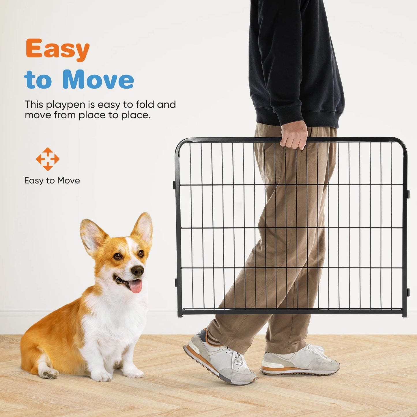 8 Panel Dog Playpen Indoor Exercise Fence, Metal Heavy Duty Crates with Doors