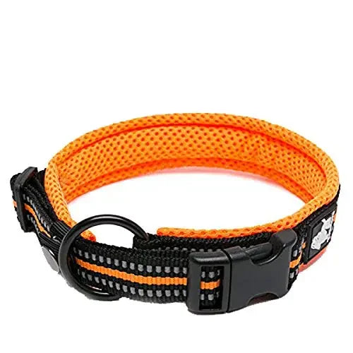 Pet Dog Collar Nylon Adjustable, Padded Soft Reflective Durable Heavy Duty Training