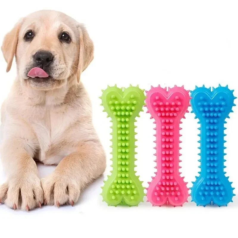 1PC Soft Rubber Bite-resistance Bone Shape Chew Toy for Small Dogs
