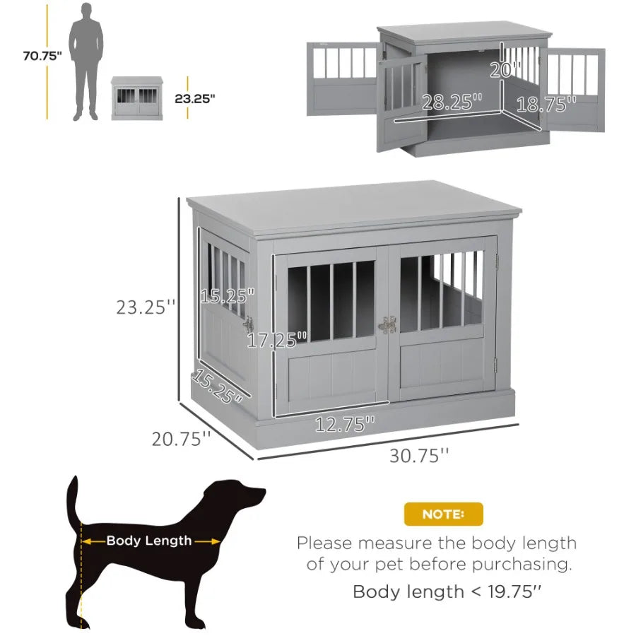 Triple Doors Steel Wooden Furniture End Table Dog Crate/Kennel