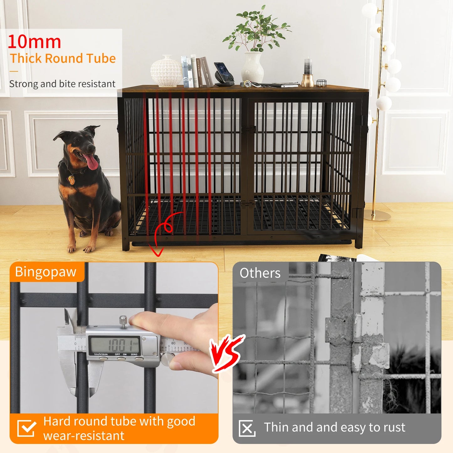 Extra Large Wooden End Side Table Large Dogs Kennel 3 Doors