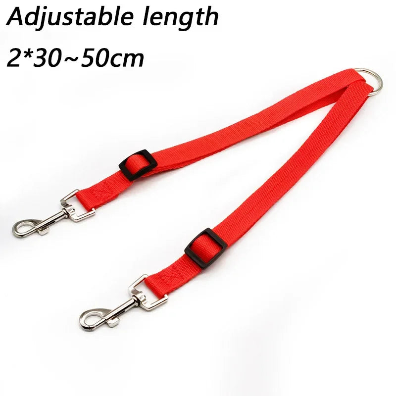 Twin Dual Coupler Dog Leash Two in One Strong Nylon V Shape Adjustable ,2 Dogs Pet Lead