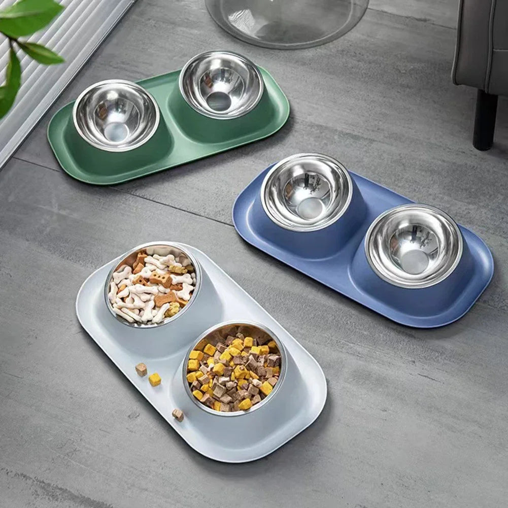Non-slip Base Pet Water Feeder, Tilt Stainless Steel Dog Bowl