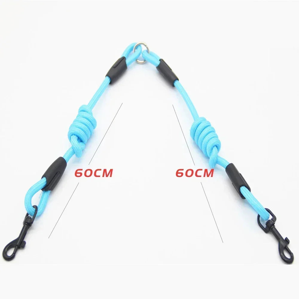 Double Leash, Small Dogs for Leash, 2 Ways Pet Nylon Dogs Lead Double Twin Coupler Stuff Black