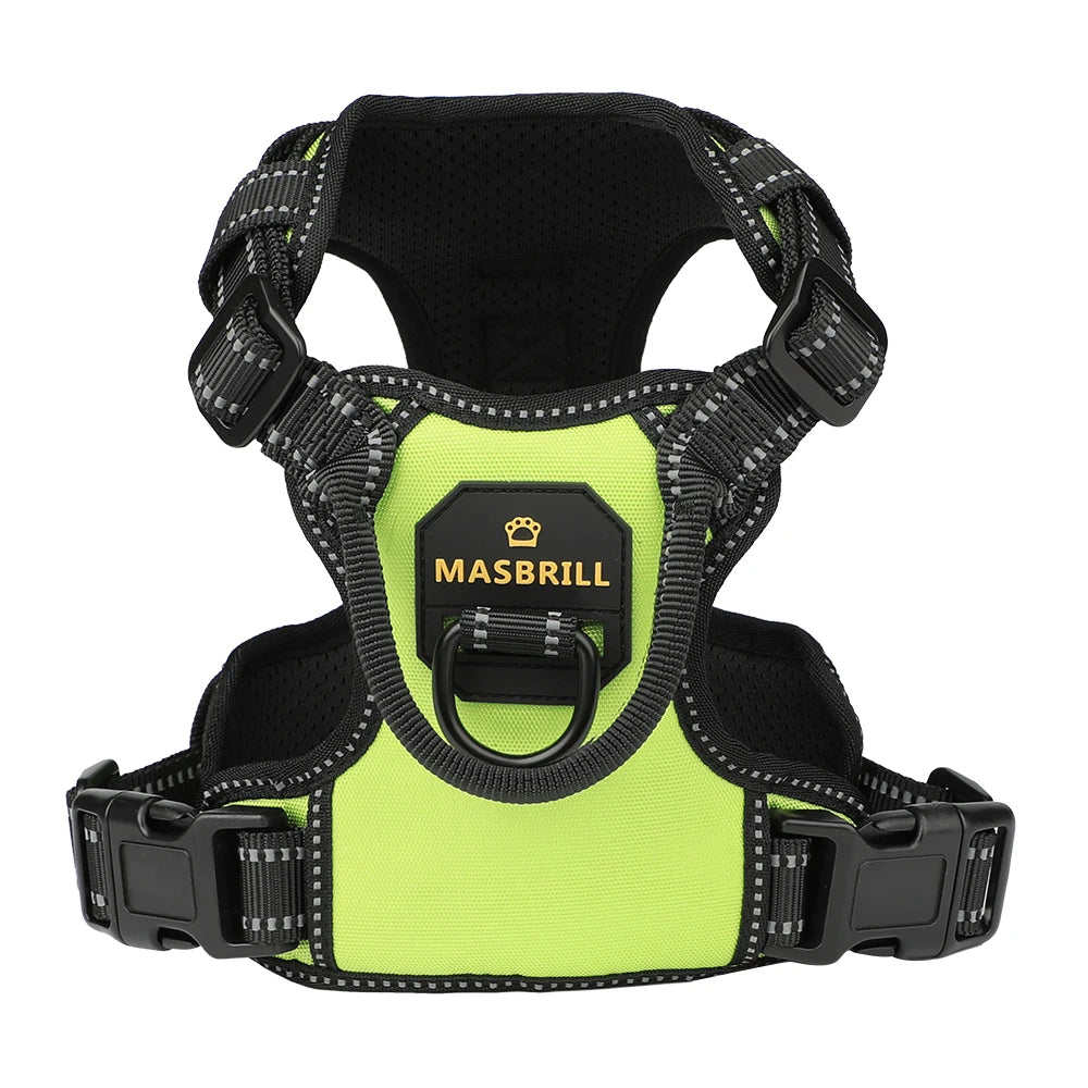 Dog Nylon Adjustable Reflective Dog Vest, No Pull, 2 Metal Leash Hooks, Easy Control