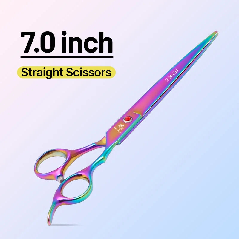 Dog grooming Scissors Shears /Home use, steel rainbow/black set