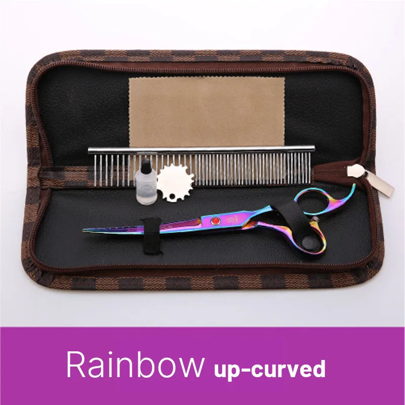 Dog grooming Scissors Shears /Home use, steel rainbow/black set