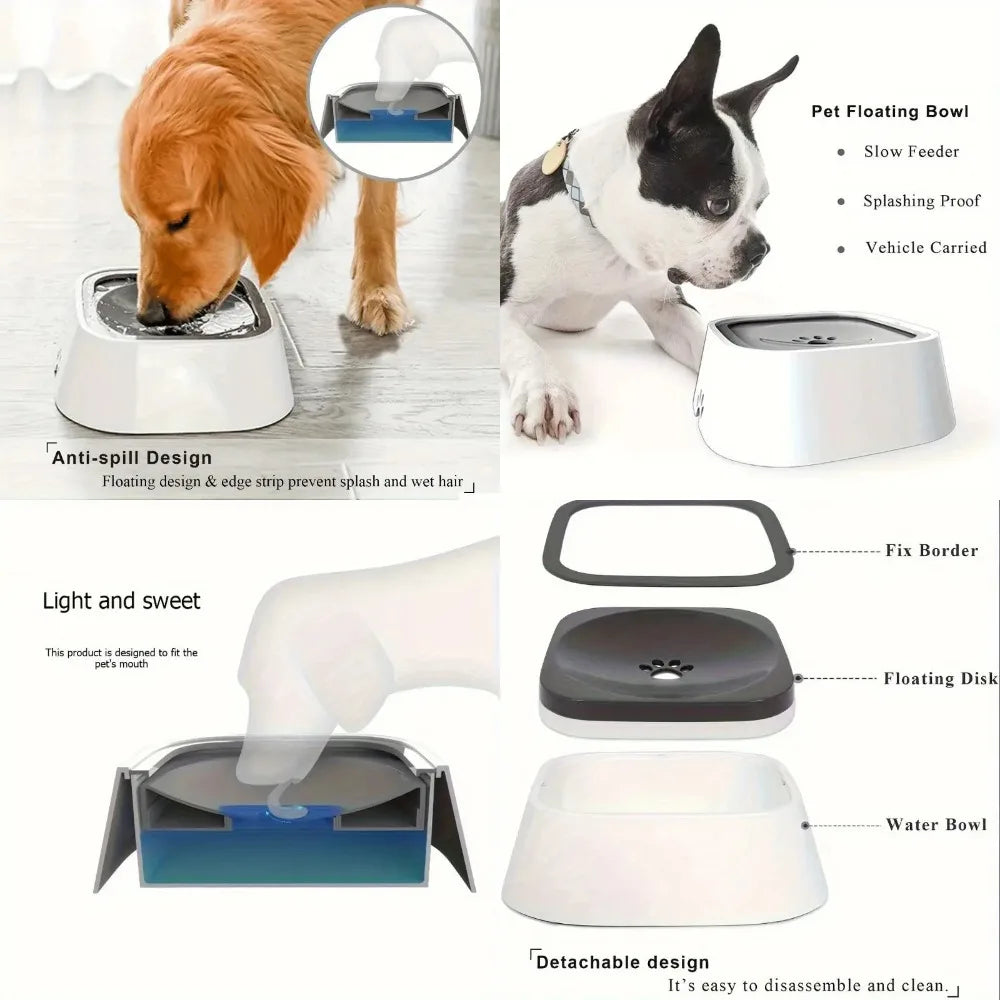 Non-Slip Base, Floating Filter,Spill-Proof Dog Water Bowl