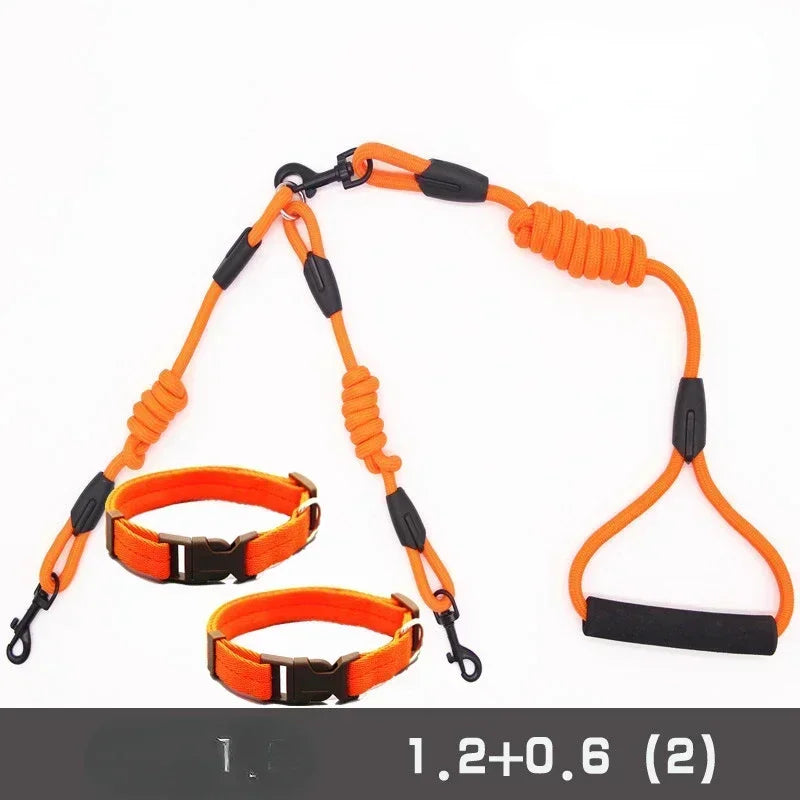 Double Leash, Small Dogs for Leash, 2 Ways Pet Nylon Dogs Lead Double Twin Coupler Stuff Black