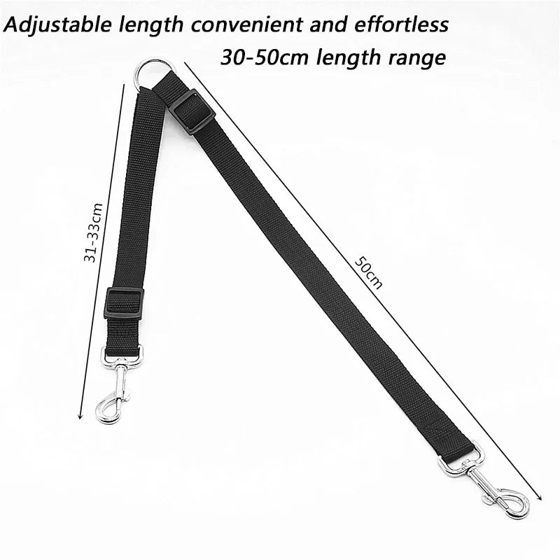 Twin Dual Coupler Dog Leash Two in One Strong Nylon V Shape Adjustable ,2 Dogs Pet Lead