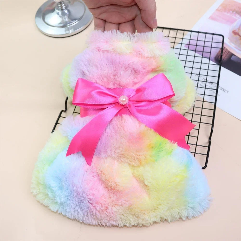 Warm Fleece Plush Fashion Color Dog Skirt