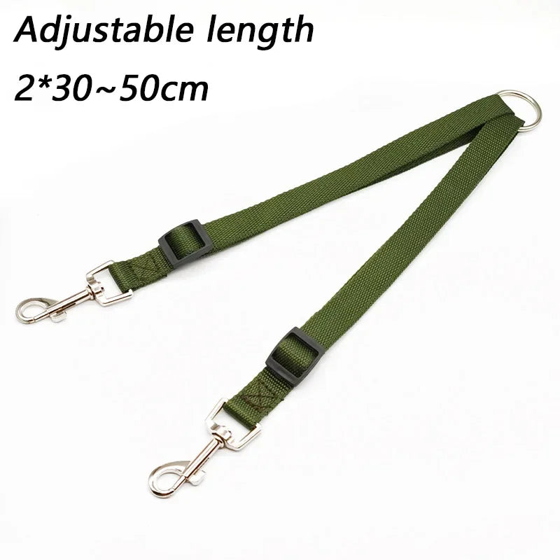 Twin Dual Coupler Dog Leash Two in One Strong Nylon V Shape Adjustable ,2 Dogs Pet Lead