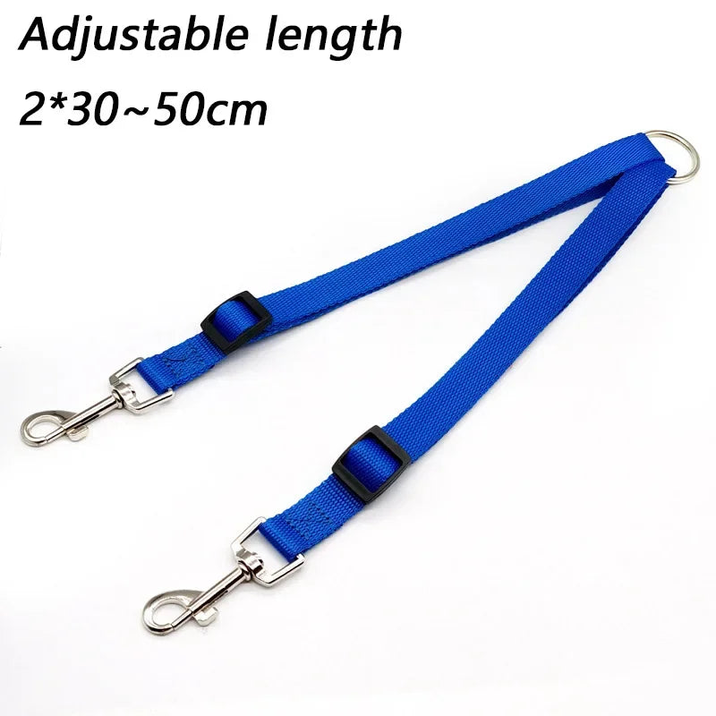 Twin Dual Coupler Dog Leash Two in One Strong Nylon V Shape Adjustable ,2 Dogs Pet Lead
