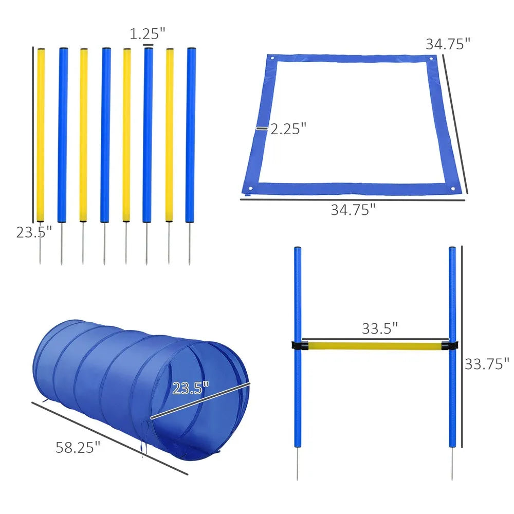 Dog Agility Training: Obstacle Course, Jumps Tunnel, Toy Balls, Storage Bag