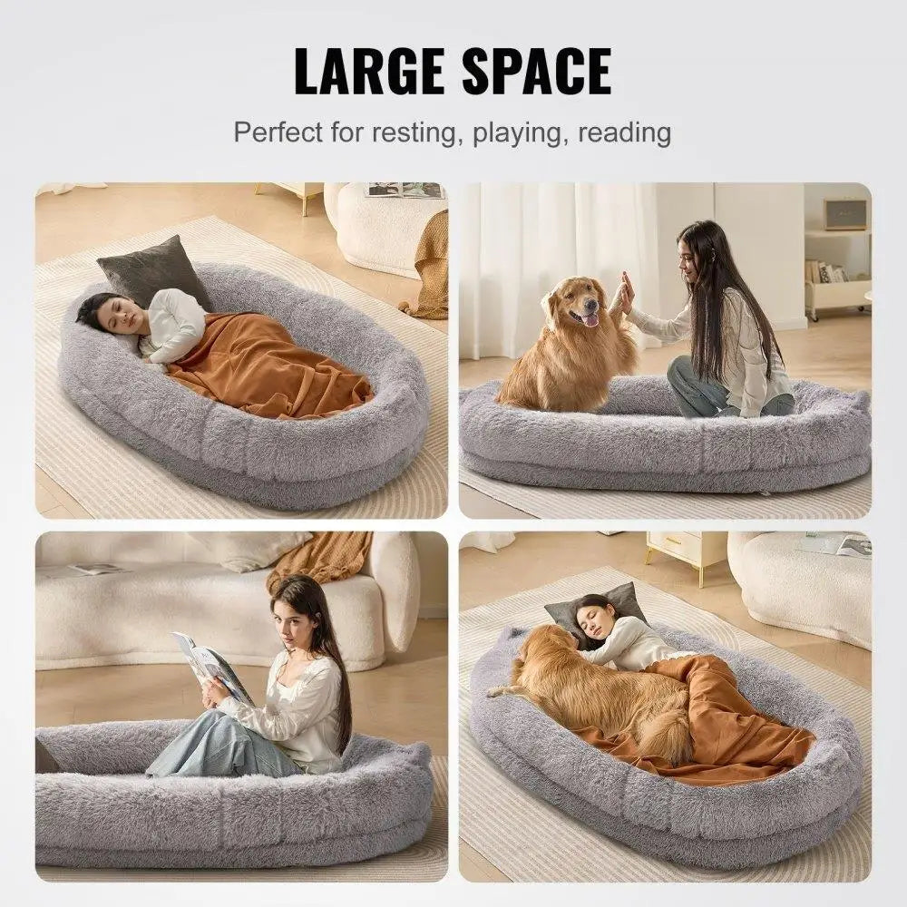 Extra Large Dog Bed. Human Size Washable Velvet Bean Bed